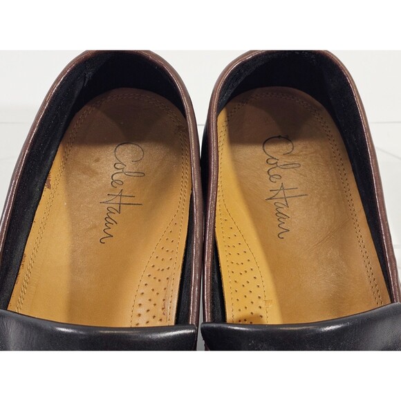 KSD Men's 13 Cole Haan Brown/Black Leather Saddle Tassel Loafers Driving shoes - Picture 6 of 8